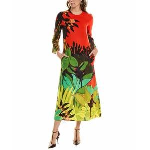 NEW VALENTINO printed silk maxi dress in red orange multi